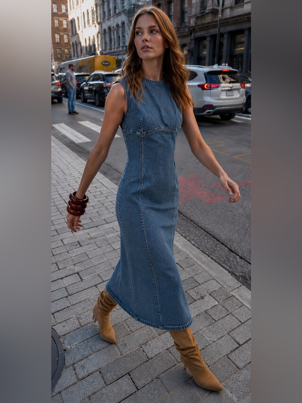 ZARA TRF DENIM MIDI DRESS